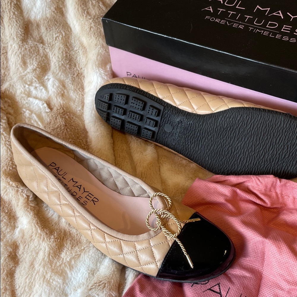 Paul Mayer Tan and Black Quilted Flats - Picture 2 of 12